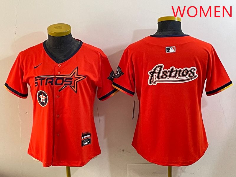 Women Houston Astros Blank Orange Three generations Joint Name 2025 Nike MLB Jersey style 20